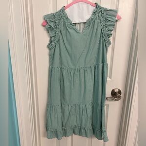 Vineyard Vines Girls Green Striped Dress